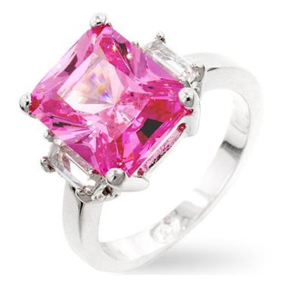 White Gold Rhodium Plated 2.5 CTW CZ Ring